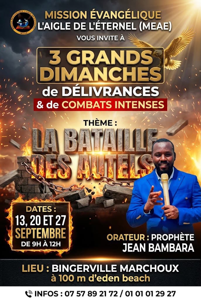 Affiche des trois grands dimanches de délivrances et de combats intenses à la MEAE